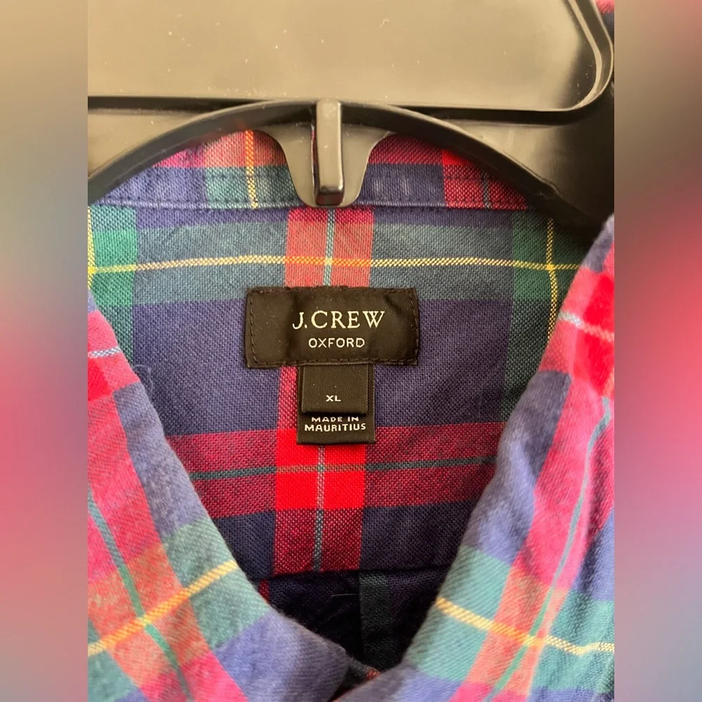 J. Crew Shirt Mens XL Tartan Plaid Oxford Button Down Long Sleeve Preppy Classic